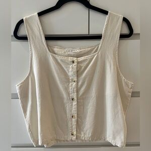 Lacausa raw silk button front tank